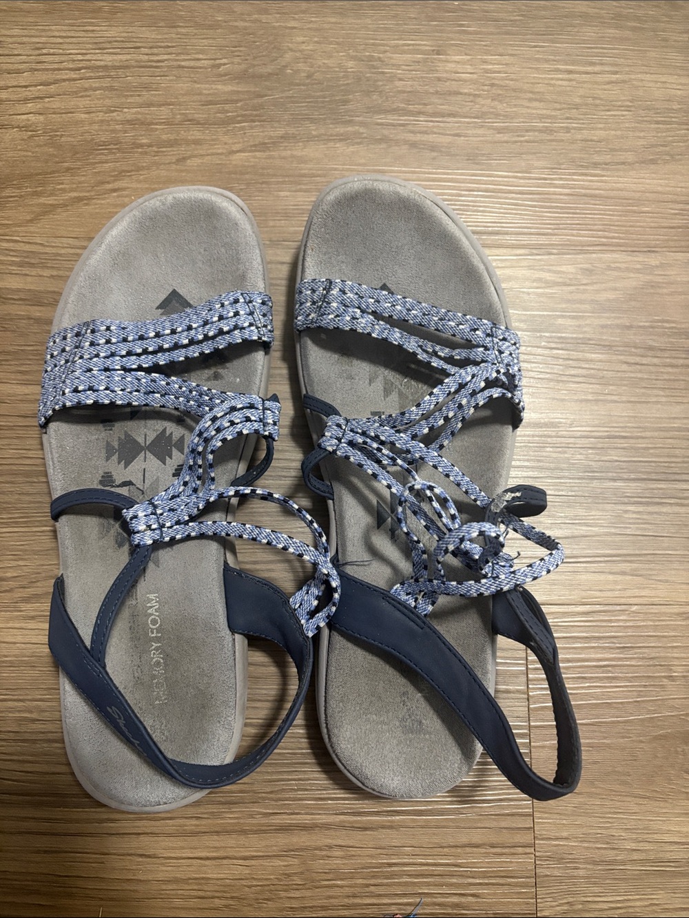 Skechers Navy and White Braided Strap Comfort Sandals